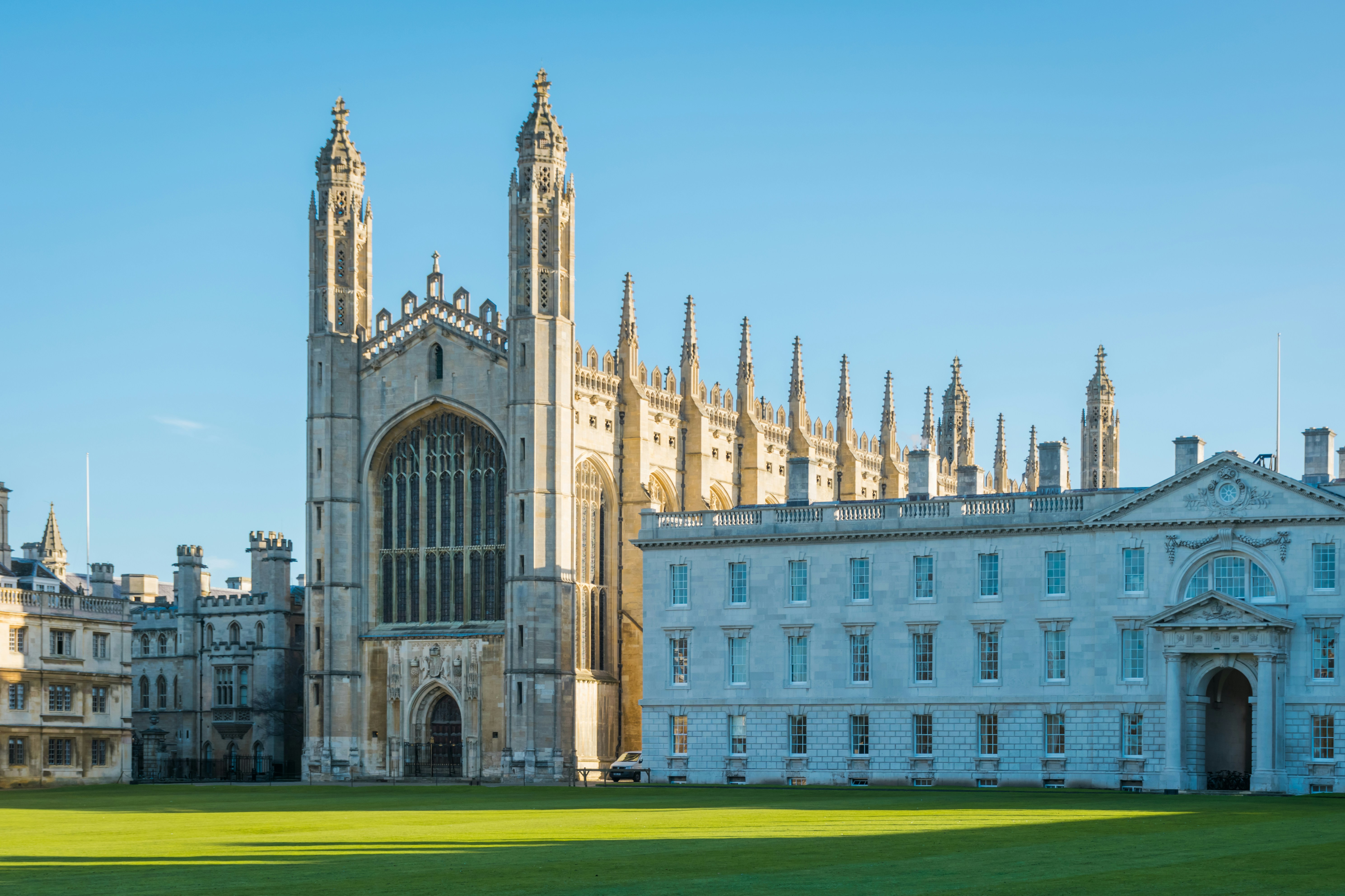 Cambridge University campus glows in afternoon sunlight